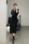 mame kurogouchi crepe deep V neck dress MM22SS DR040